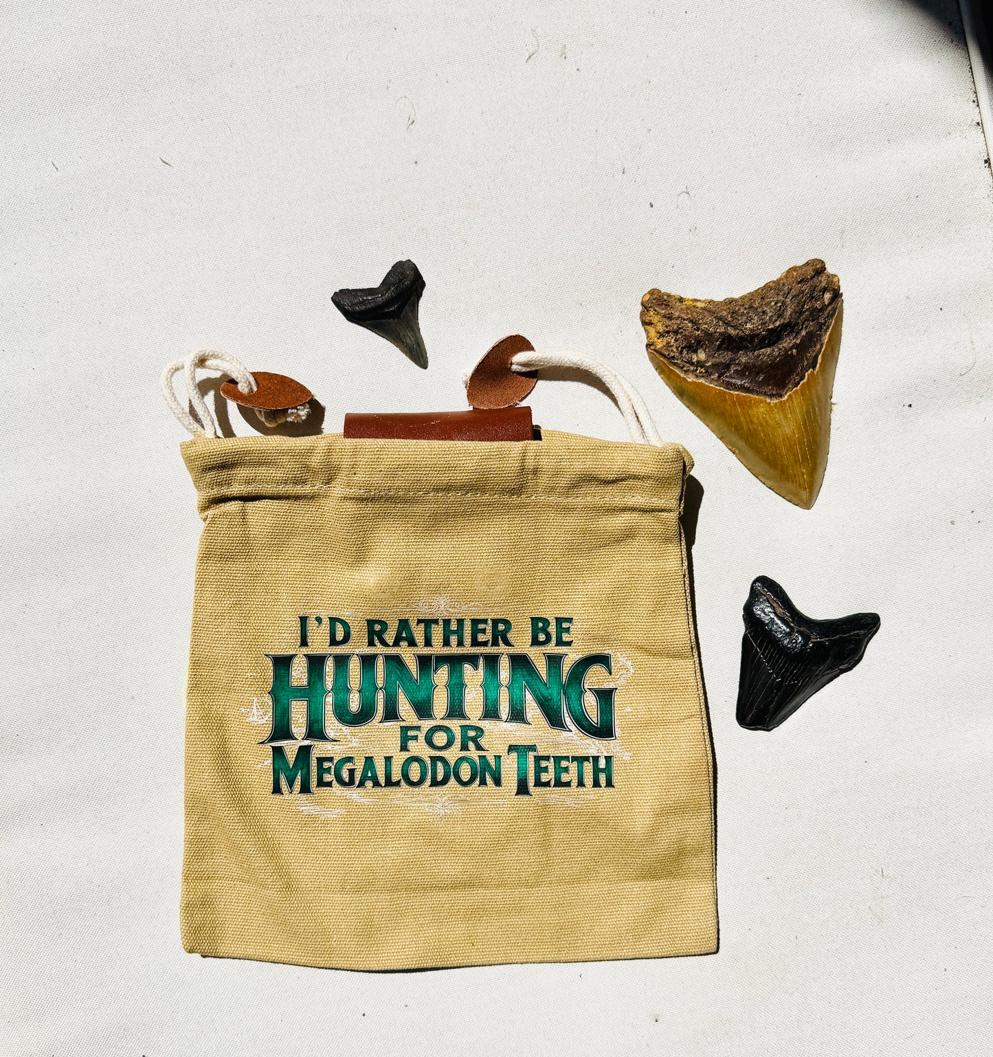 Canvas Belt Fastened Foraging Bag (I'd Rather be Hunting for Megalodon Teeth)