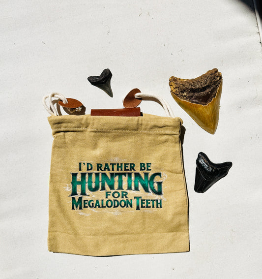Canvas Belt Fastened Foraging Bag (I'd Rather be Hunting for Megalodon Teeth)