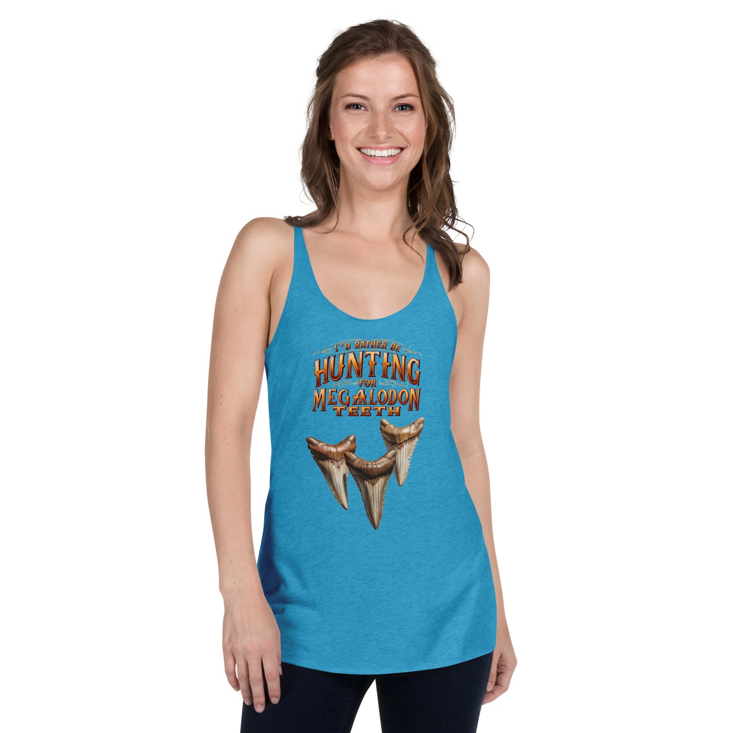 I'd Rather be Hunting for Megalodon Teeth Women's Racerback Tank